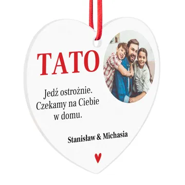 Zawieszka do auta dla Taty na prezent od dzieci ze zdjęciem i własnym tekstem + opakowanie prezentowe