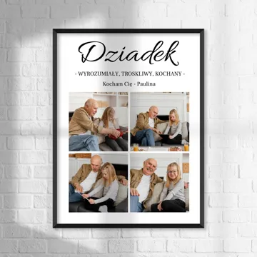 Plakat ze zdjęć na prezent dla Dziadka na Dzień Dziadka 30x40 cm kolaż zdjęć
