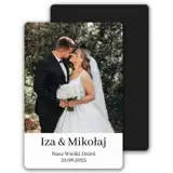Prezent na ślub pamiątka ślubna foto magnes ze zdjęcia z imionami i datą 10x15 cm