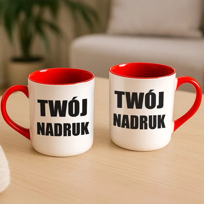 Kubek z własnym nadrukiem zdjęciem czerwony