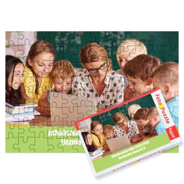 Puzzle ze zdjęcia uczniów dla nauczyciela prezent na zakończenie roku szkolnego 96 el.