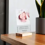 Podziękowanie dla Matki Chrzestnej statuetka zdjęcie dziecka na szkle z dedykacją 15x21 cm