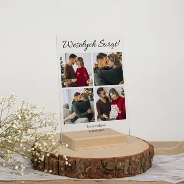 Zdjęcie na szkle akrylowym na prezent wesołych świąt 15x21 cm