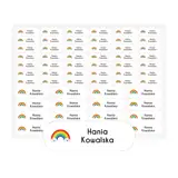 Arkusz naprasowanek dla dziecka z grafiką i imieniem na ubrania arkusz 58 sztuk tęcza