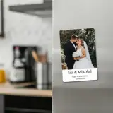 Prezent na ślub pamiątka ślubna foto magnes ze zdjęcia z imionami i datą 10x15 cm