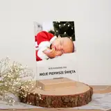 Świąteczna ramka ze zdjęciem PIERWSZE ŚWIĘTA DZIECKA personalizacja tekstem 15x21 cm