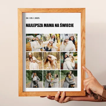 Najlepsza Mama na świecie obraz na płótnie oprawiony w ramę kolaż zdjęć 30x40 cm prezent na Dzień Mamy