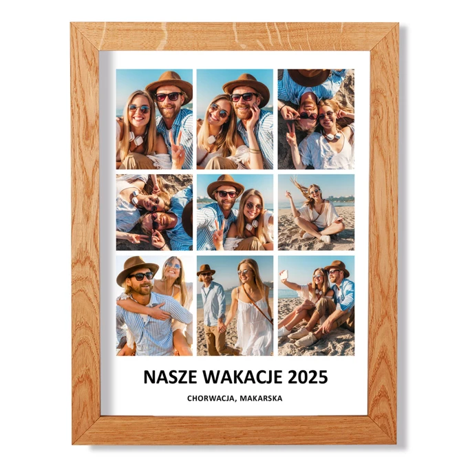 Plakat ze zdjęć z wakacji w drewnianej ramie 30x40 cm