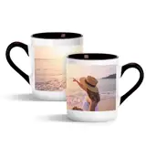 Kubek z Twojego zdjęcia z czarnym wnętrzem i uchem z Twoim nadrukiem