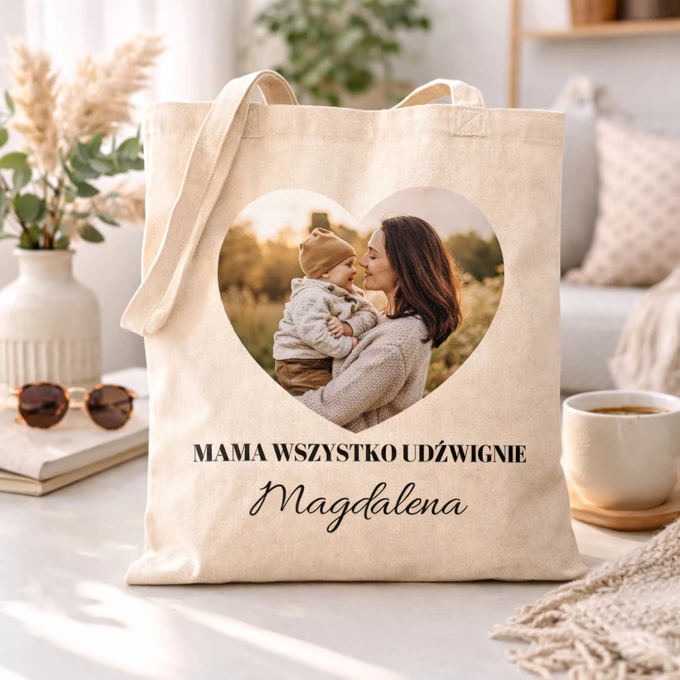 Prezent dla mamy personalizowana torba ze zdjęciem własnym nadrukiem