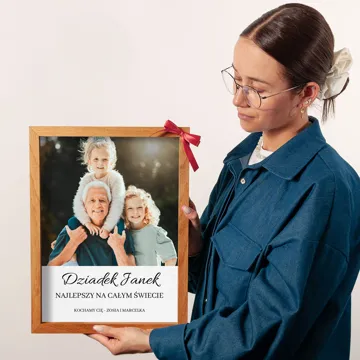 Najlepszy Dziadek na Świecie zdjęcie w ramie personalizacja imieniem prezent dla dziadka obraz 30x40 cm