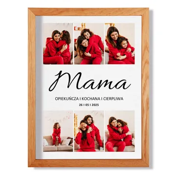 Fotokolaż Cechy Mamy personalizowany obraz na płótnie w drewnianej ramie na Dzień Matki