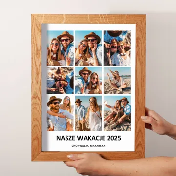 Plakat ze zdjęć z wakacji w drewnianej ramie 30x40 cm