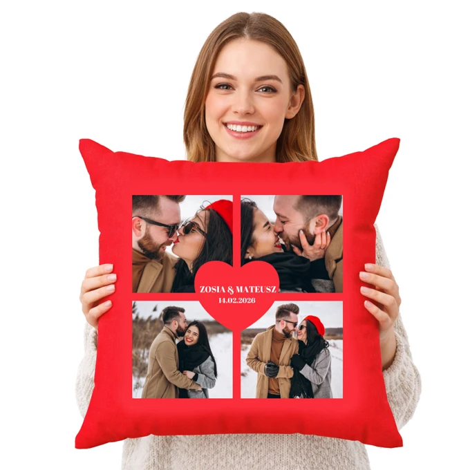 Poduszka dla Zakochanych Wasze Zdjęcia z Datą i Podpisem