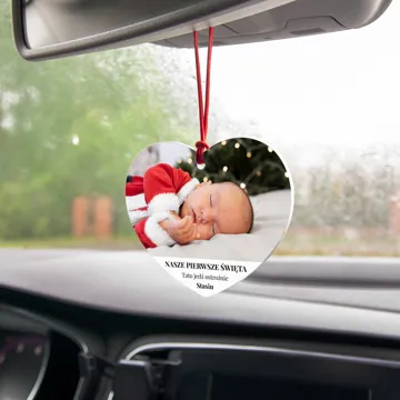 Zawieszka do auta z Twoim zdjęciem napisem prezent na święta mikołajki