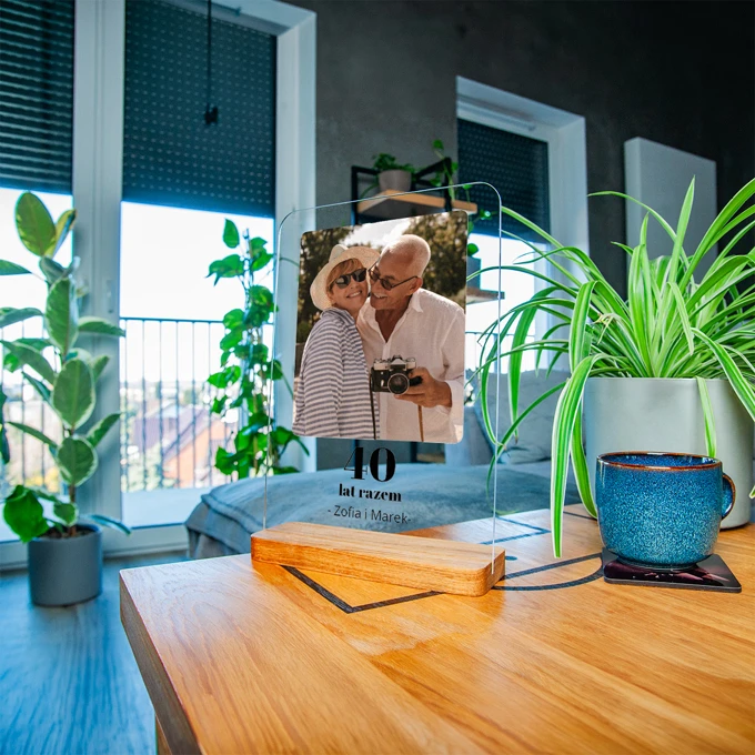 Statuetka ze zdjęciem prezent na rocznicę ślubu ramka ze zdjęciem na szkle akrylowym A4