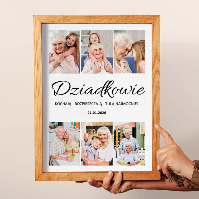 Personalizowany obraz dla Babci i Dziadka na płótnie 30x40 cm w drewnianej ramie