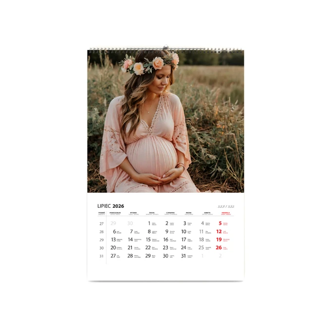 Personalizowany kalendarz ze zdjęciami na 2026 rok ścienny 13 stron na prezent A4