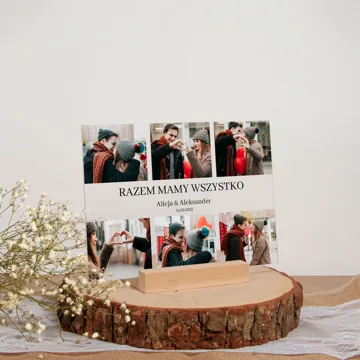 Druk na szkle kolaż 6 zdjęć dla pary prezent na walentynki rocznicę ramka 15x21 cm