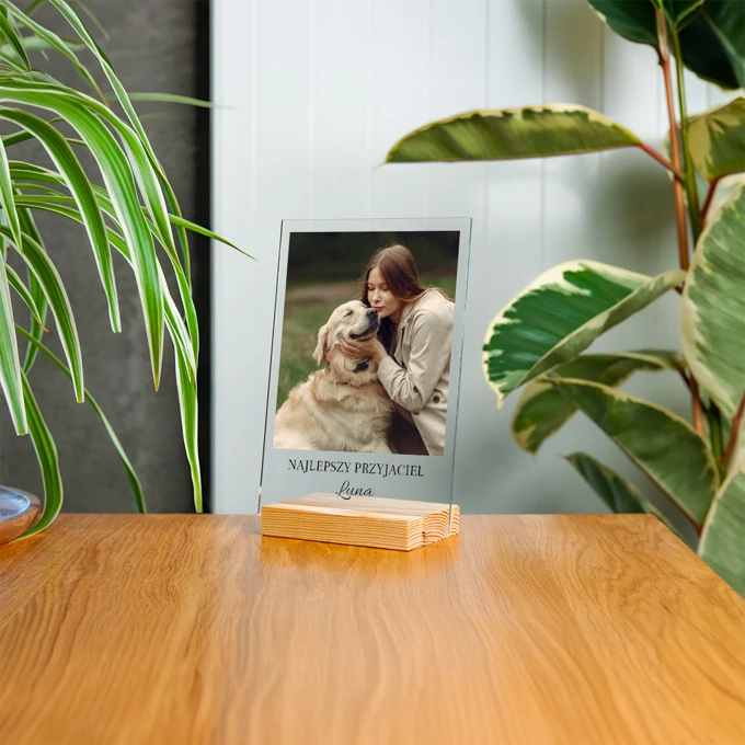 Druk na szkle ze zdjęciem Twojego psa prezent dla miłośników psów 15x21 cm