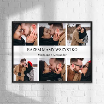 Prezent na Walentynki dla par kolaż ze zdjęć z dedykacją plakat 50x70 cm