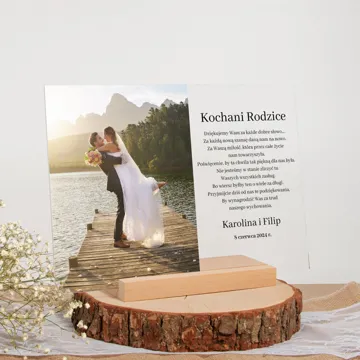 Podziękowanie dla rodziców dziadków na ślub wesele ramka zdjęcie na szkle akrylowym 21x30 cm