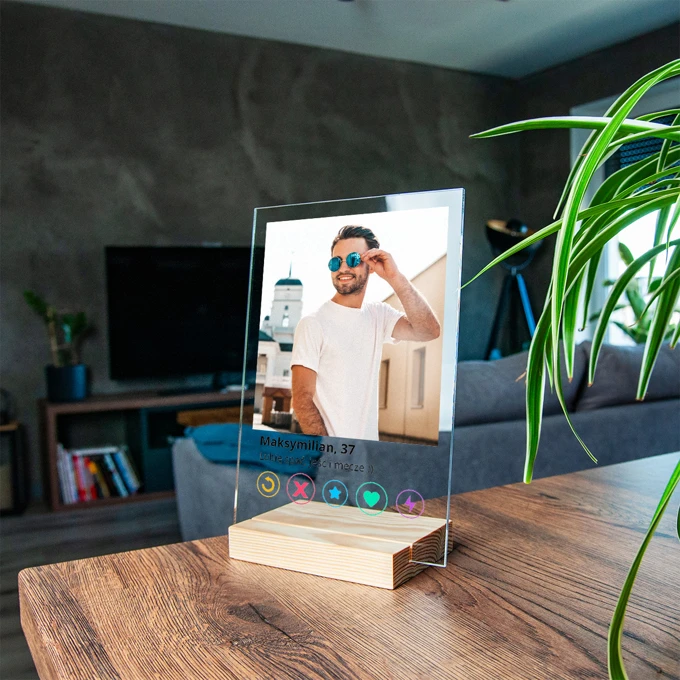 Ramka Tinder z Twoim zdjęciem na szkle akrylowym 15x21 cm