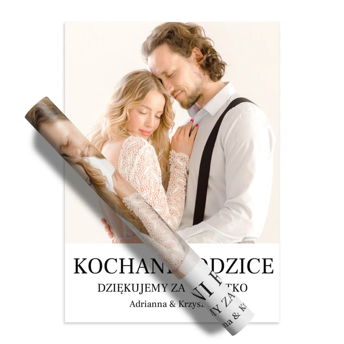 Podziękowania ślubne dla Rodziców plakat ze zdjęcia personalizacja tekstem 30x40 cm