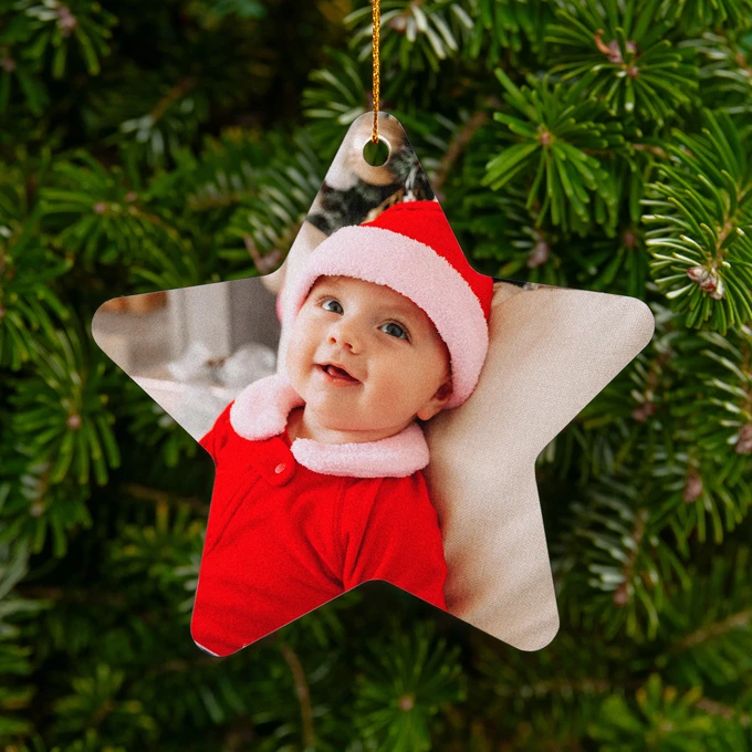 Akrylowa bombka ze zdjęciem gwiazdka full foto