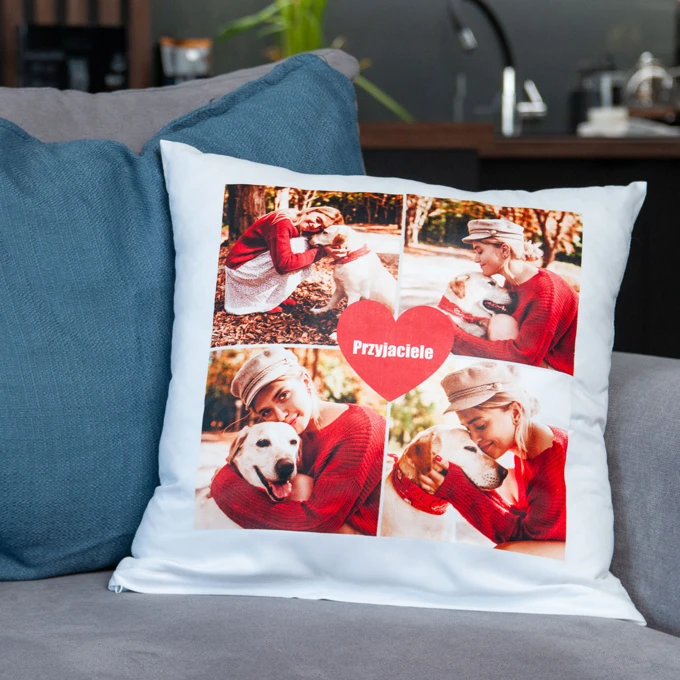 Poduszka ze zdjęciem kolaż serce