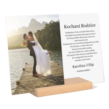 Podziękowanie dla rodziców dziadków na ślub wesele ramka zdjęcie na szkle akrylowym 21x30 cm