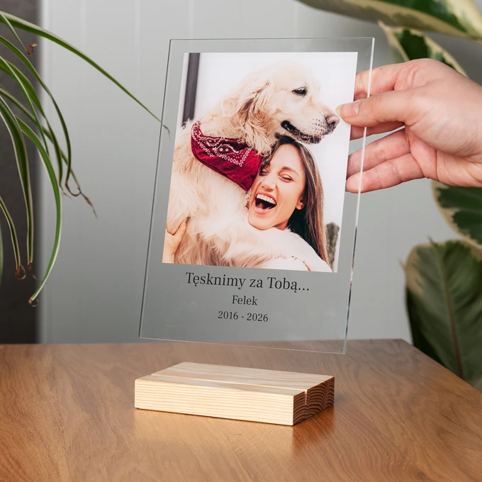 Statuetka ze zdjęciem pamiątka po psie 15x21 cm