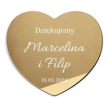 Magnes serce minimalistyczne ze złotem eleganckie podziękowania dla gości na ślub