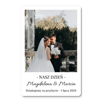 Podziękowania dla gości weselnych na ślub magnes ze zdjęciem 10x15 cm