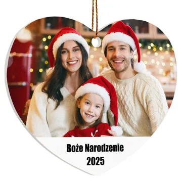 Bombka ze zdjęciem na choinkę serce akrylowa full foto napis