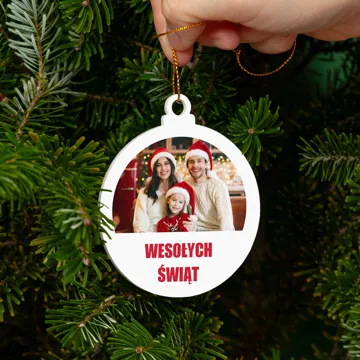 Bombka choinkowa z Twoim zdjęciem tekstem + opakowanie prezentowe