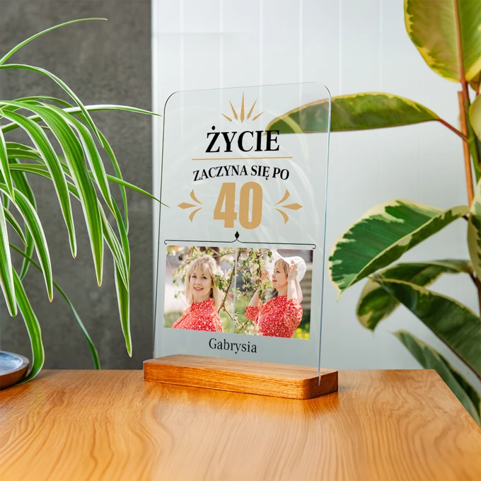 Życie zaczyna się po 40 zdjęcie na szkle akrylowym A4