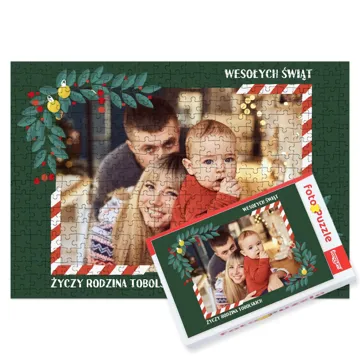 Puzzle ze zdjęcia fotopuzzle z pudełkiem 500 elementów własny tekst na prezent świąteczny