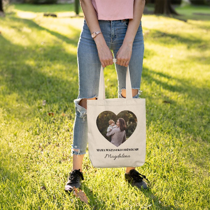 Prezent dla mamy personalizowana torba ze zdjęciem własnym nadrukiem