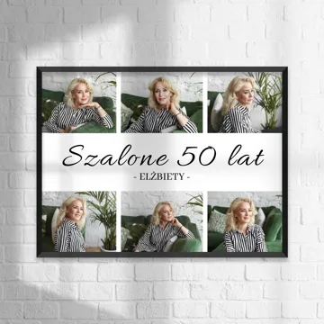 Plakat ze zdjęciami prezent dla 50 latka na pięćdziesiątkę kolaż zdjęć 50x70 cm