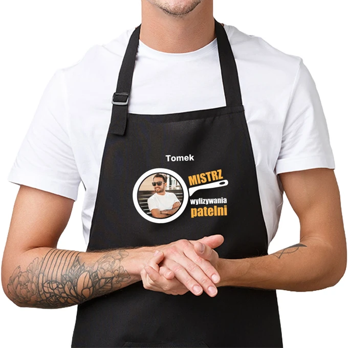 Personalizowany prezent dla Niego zabawny fartuch ze zdjęciem imieniem