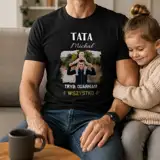 Personalizowana koszulka dla taty ze zdjęciem i imieniem czarna męska