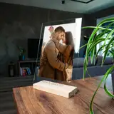 Zdjęcie na szkle ramka ze zdjęciem na szkle akrylowym prezent pamiątka ze zdjęciem i napisem A4