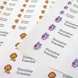 Naklejki wodoodporne imienne imienniki potworek rozowy arkusz 58 sztuk