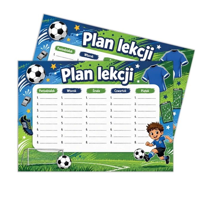 Plan lekcji duży A4 dla chłopca piłkarz - zestaw 2 sztuki