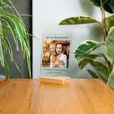 Życzenia na szkle ze zdjęciem personalizowany prezent na 40 urodziny 15x21 cm