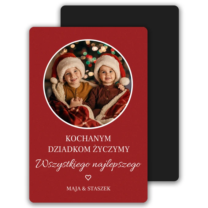Magnes na lodówkę ze zdjęciem PREZENT DLA BABCI I DZIADKA 10x7 cm wykończenie matowe