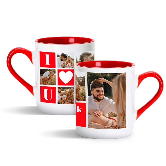 Personalizowany kubek z Twoich zdjeć na prezent dla chłopaka czerwone wnętrze