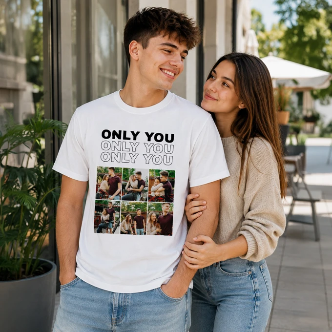 Koszulka personalizowana dla par ONLY YOU ze zdjęć prezent na Dzień Chłopaka