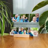 Pierwszy Dzień Babci i Dziadka kolaż zdjęć na szkle z dedykacją prezent dla Dziadków  21x15 cm